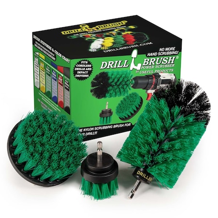 Drill Brush Power Scrubber By Useful Products 5 in W 7 in L Brush, Green G-S-42J-QC-DB